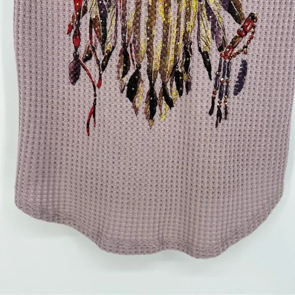 Vocal Womans Top Long Sleeve Dream Catcher Print Rhinestones Cold Shoulder NEW - Picture 9 of 13